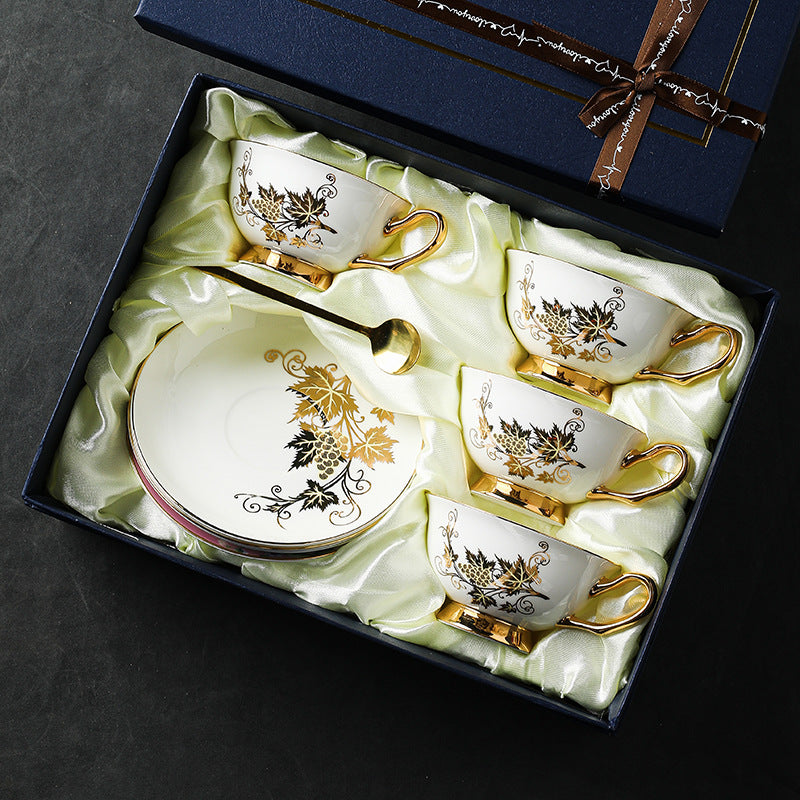 CUPURA Uro - European Floral Coffee Cup & Saucer Set - Elegant British Afternoon Tea Cup CUPURA