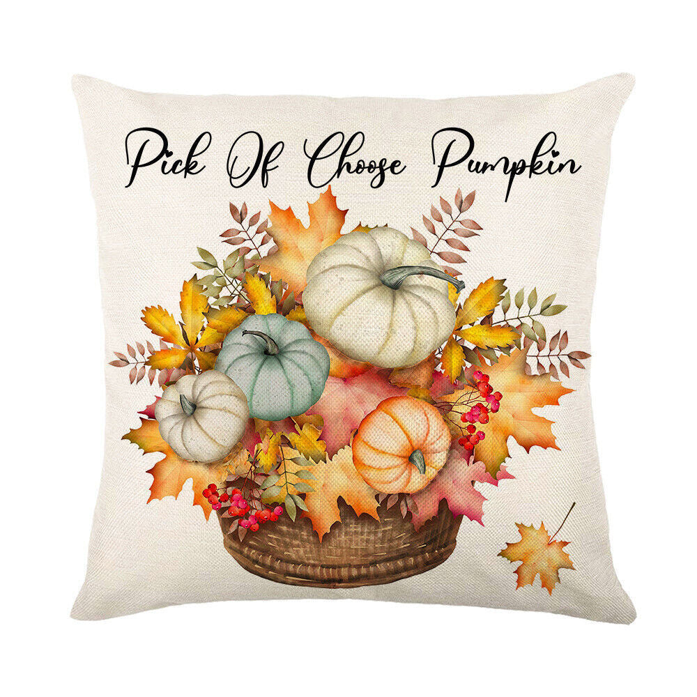 Looma Pumpkina - Halloween Pumpkin Pillow Cover with Maple Leaf & Bicycle Design | Decorative Cushion - Sofa, Bedroom & Home Looma