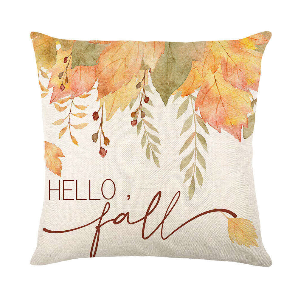 Looma Pumpkina - Halloween Pumpkin Pillow Cover with Maple Leaf & Bicycle Design | Decorative Cushion - Sofa, Bedroom & Home Looma