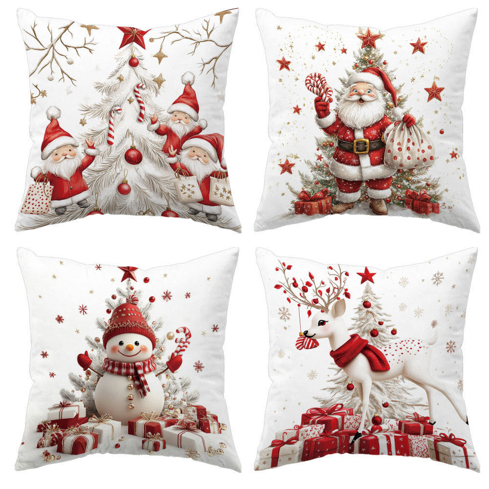 Looma Pilora - Christmas Elk & Snowman Decorative Pillowcase – Festive Cushion Cover for Living Room Sofa | Customizable Design Available - Living Room, Bedroom, Sofa Area Looma