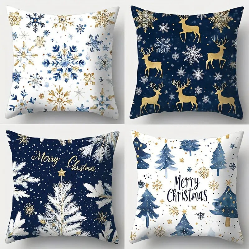 Looma Pilora - Christmas Elk & Snowman Decorative Pillowcase – Festive Cushion Cover for Living Room Sofa | Customizable Design Available - Living Room, Bedroom, Sofa Area Looma