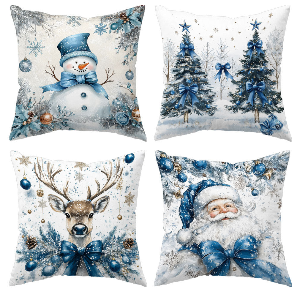 Looma Pilora - Christmas Elk & Snowman Decorative Pillowcase – Festive Cushion Cover for Living Room Sofa | Customizable Design Available - Living Room, Bedroom, Sofa Area Looma