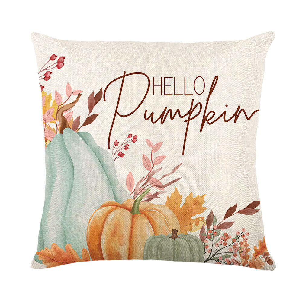 Looma Pumpkina - Halloween Pumpkin Pillow Cover with Maple Leaf & Bicycle Design | Decorative Cushion - Sofa, Bedroom & Home Looma