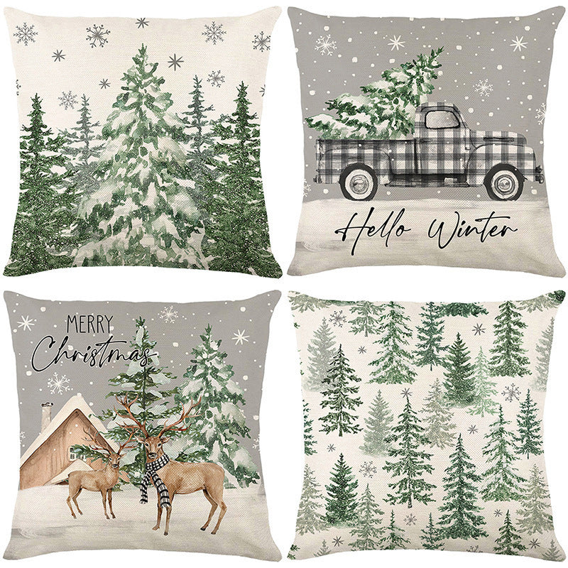 Looma Pilora - Christmas Elk & Snowman Decorative Pillowcase – Festive Cushion Cover for Living Room Sofa | Customizable Design Available - Living Room, Bedroom, Sofa Area Looma