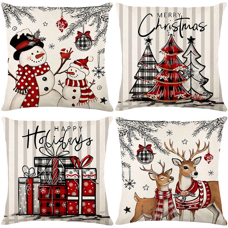 Looma Pilora - Christmas Elk & Snowman Decorative Pillowcase – Festive Cushion Cover for Living Room Sofa | Customizable Design Available - Living Room, Bedroom, Sofa Area Looma