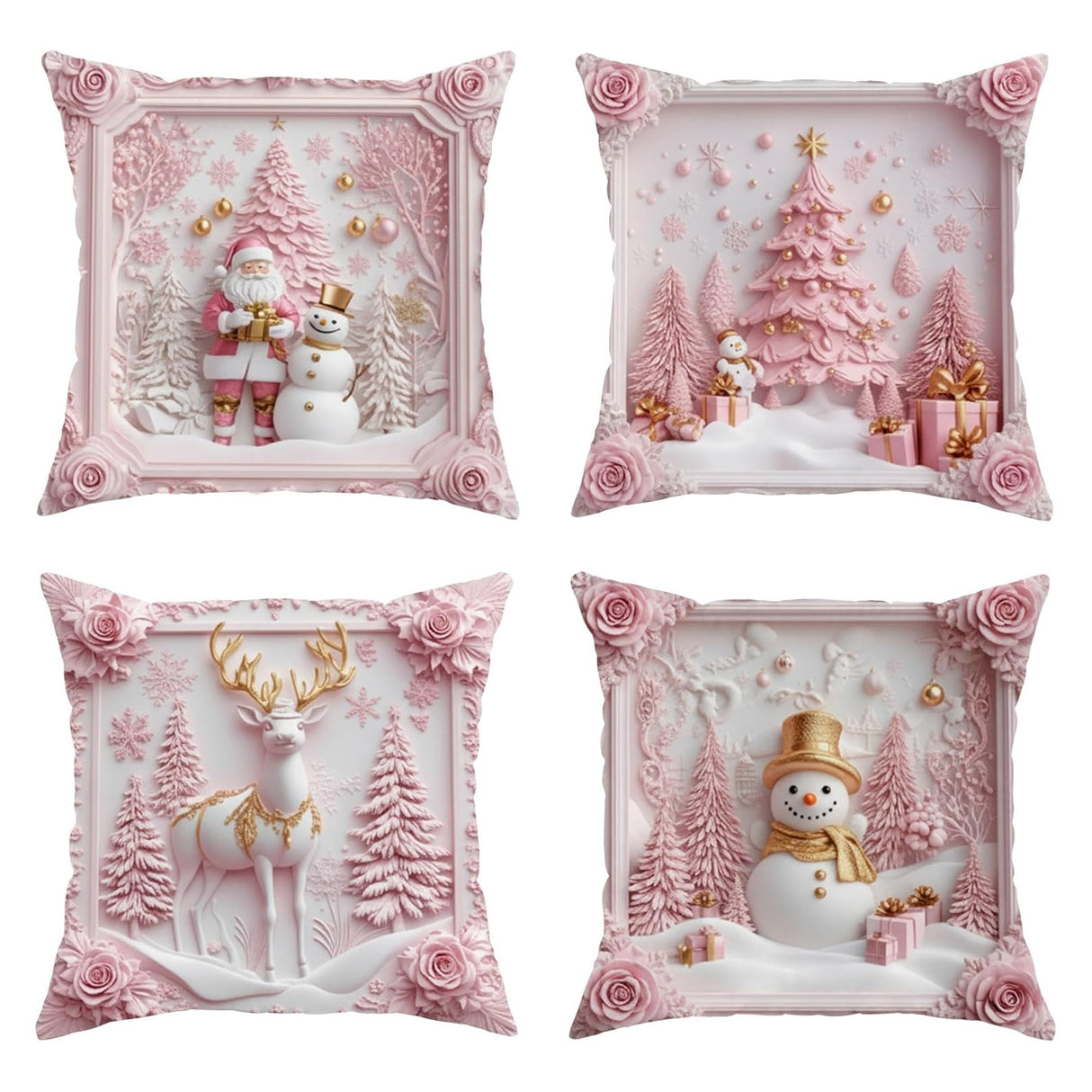 Looma Pilora - Christmas Elk & Snowman Decorative Pillowcase – Festive Cushion Cover for Living Room Sofa | Customizable Design Available - Living Room, Bedroom, Sofa Area Looma