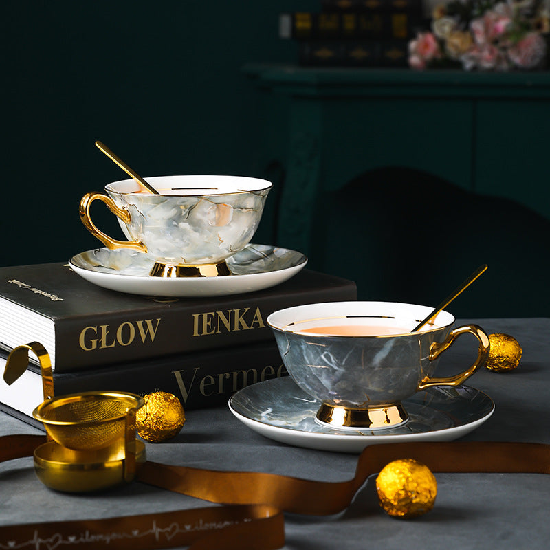 CUPURA Lino - European Coffee Cup & Saucer Set - Light Luxury Afternoon Tea Gift with Box CUPURA