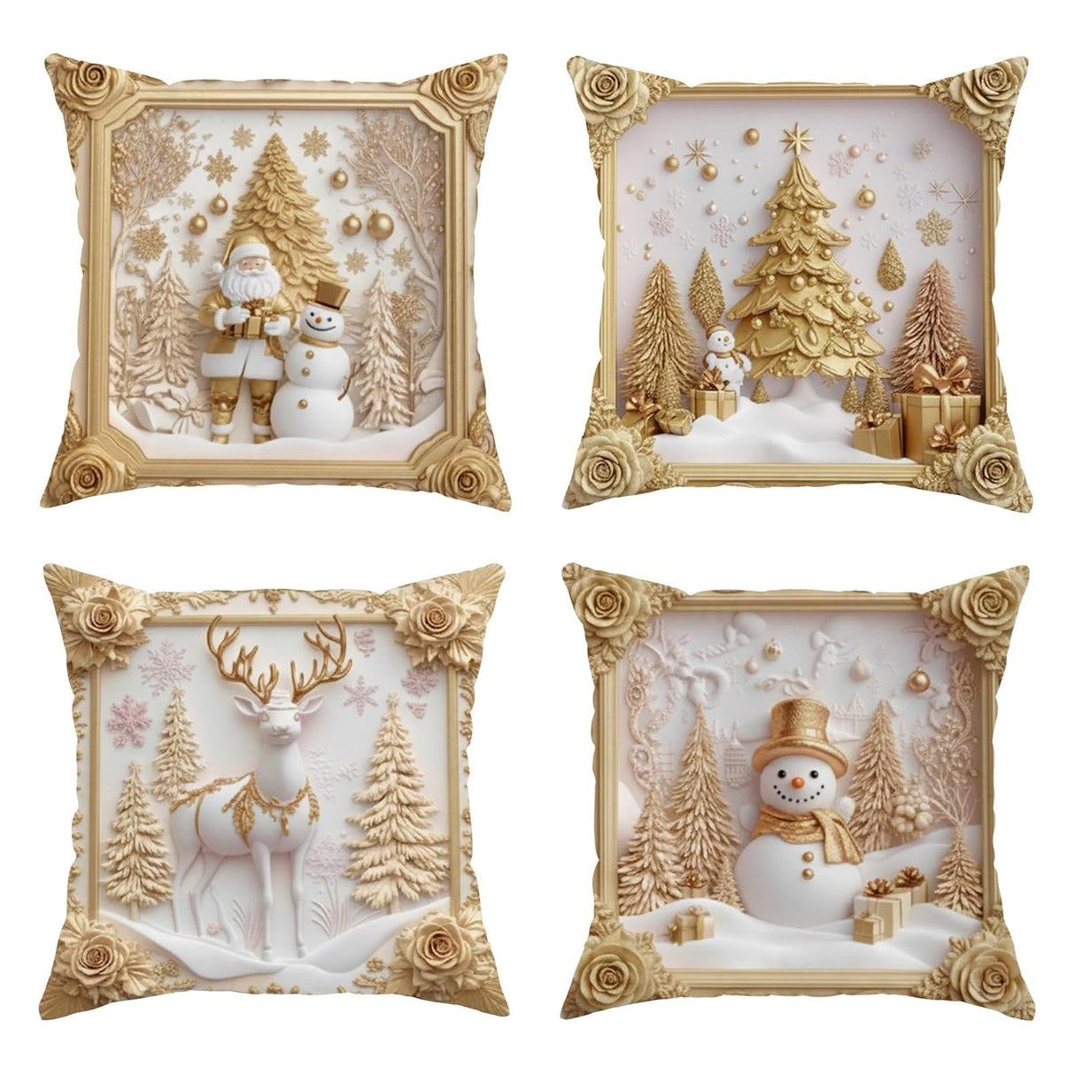 Looma Pilora - Christmas Elk & Snowman Decorative Pillowcase – Festive Cushion Cover for Living Room Sofa | Customizable Design Available - Living Room, Bedroom, Sofa Area Looma