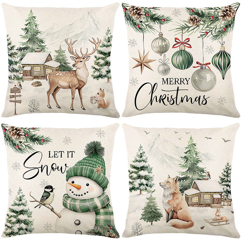Looma Pilora - Christmas Elk & Snowman Decorative Pillowcase – Festive Cushion Cover for Living Room Sofa | Customizable Design Available - Living Room, Bedroom, Sofa Area Looma