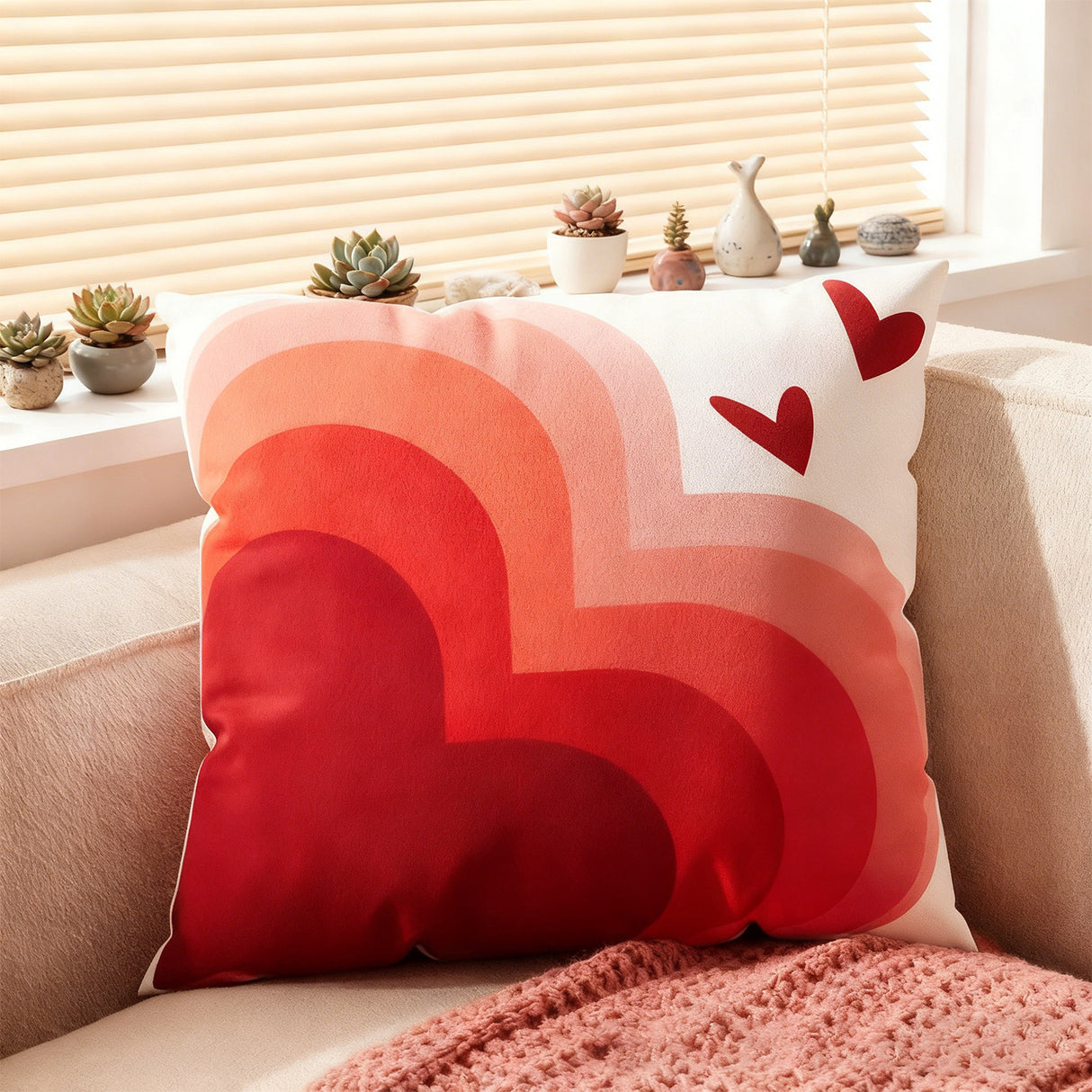 Looma Cupid - Valentines Love Pillow Cover – Romantic Red Cushion Case with “Happy Love” Print - Sofa, Wedding & Home Decor Looma