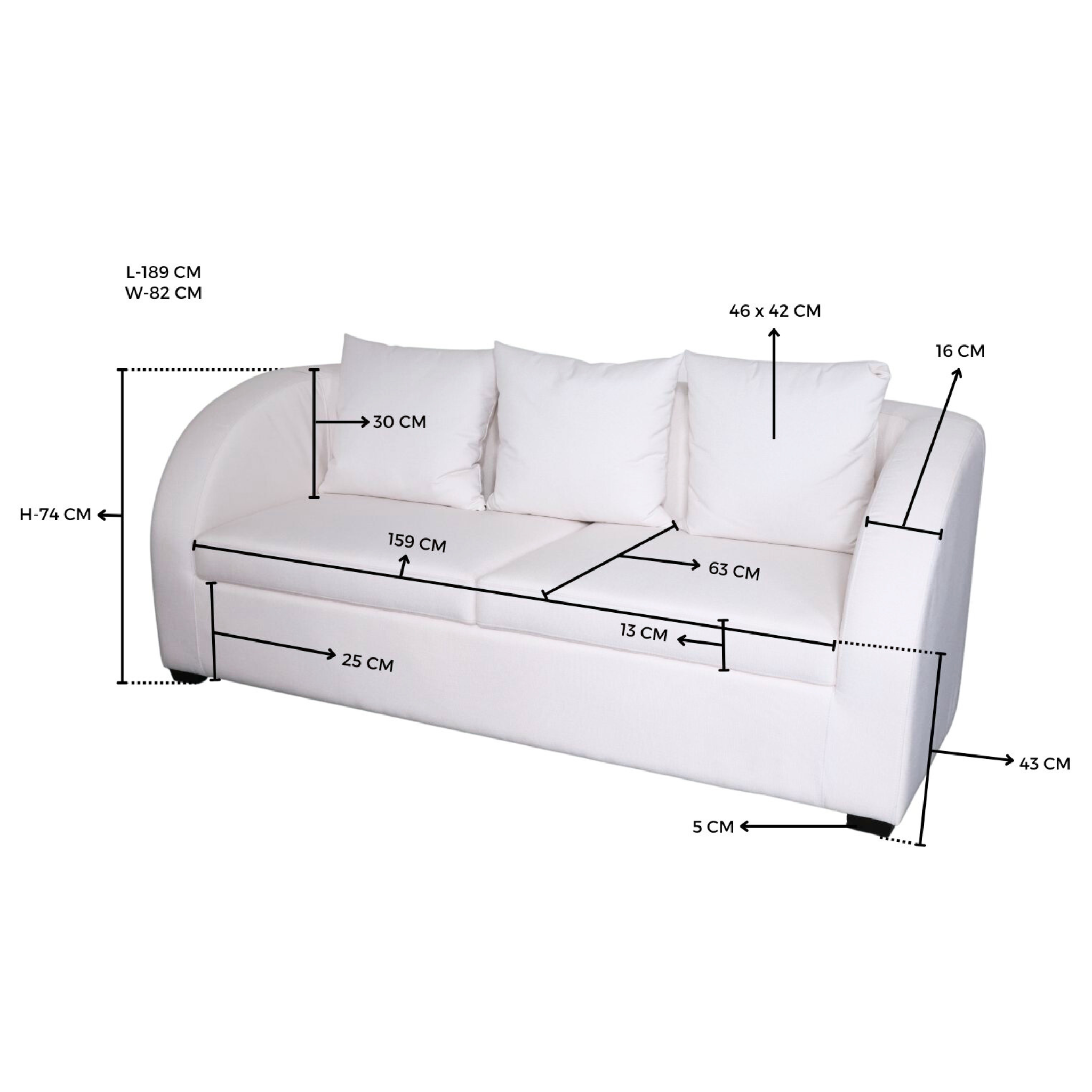 GUMI 3-Seater Fabric Sofa AF Home