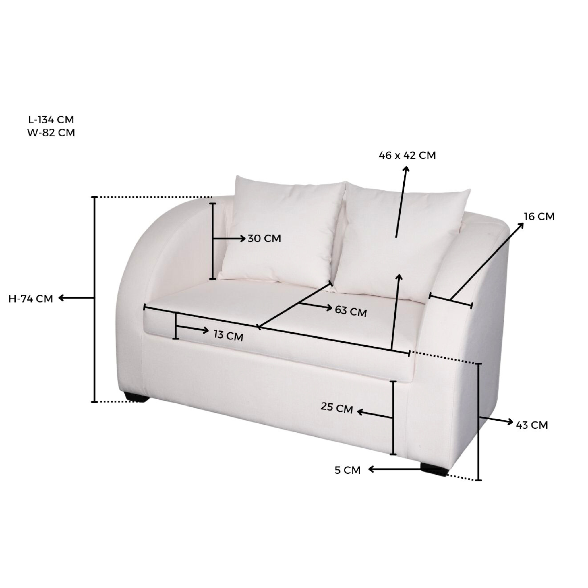 GUMI 2-Seater Fabric Sofa AF Home