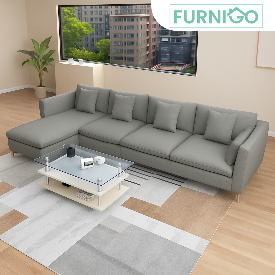 ARMANI L-Shape Fabric Sofa Furnigo