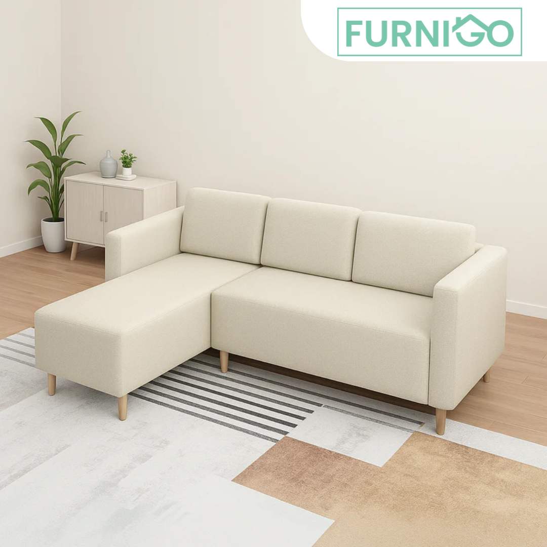 GAYNOUR L-Shape Fabric Sofa Furnigo