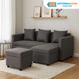 MELO Mini L-Shape Fabric Sofa with Ottoman Affordahome