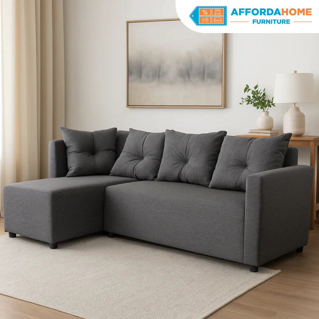 Sarah L-Shape Fabric Sofa Affordahome