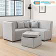 RONNA L-Shape Fabric Sofa w/ Storage Ottoman Affordahome