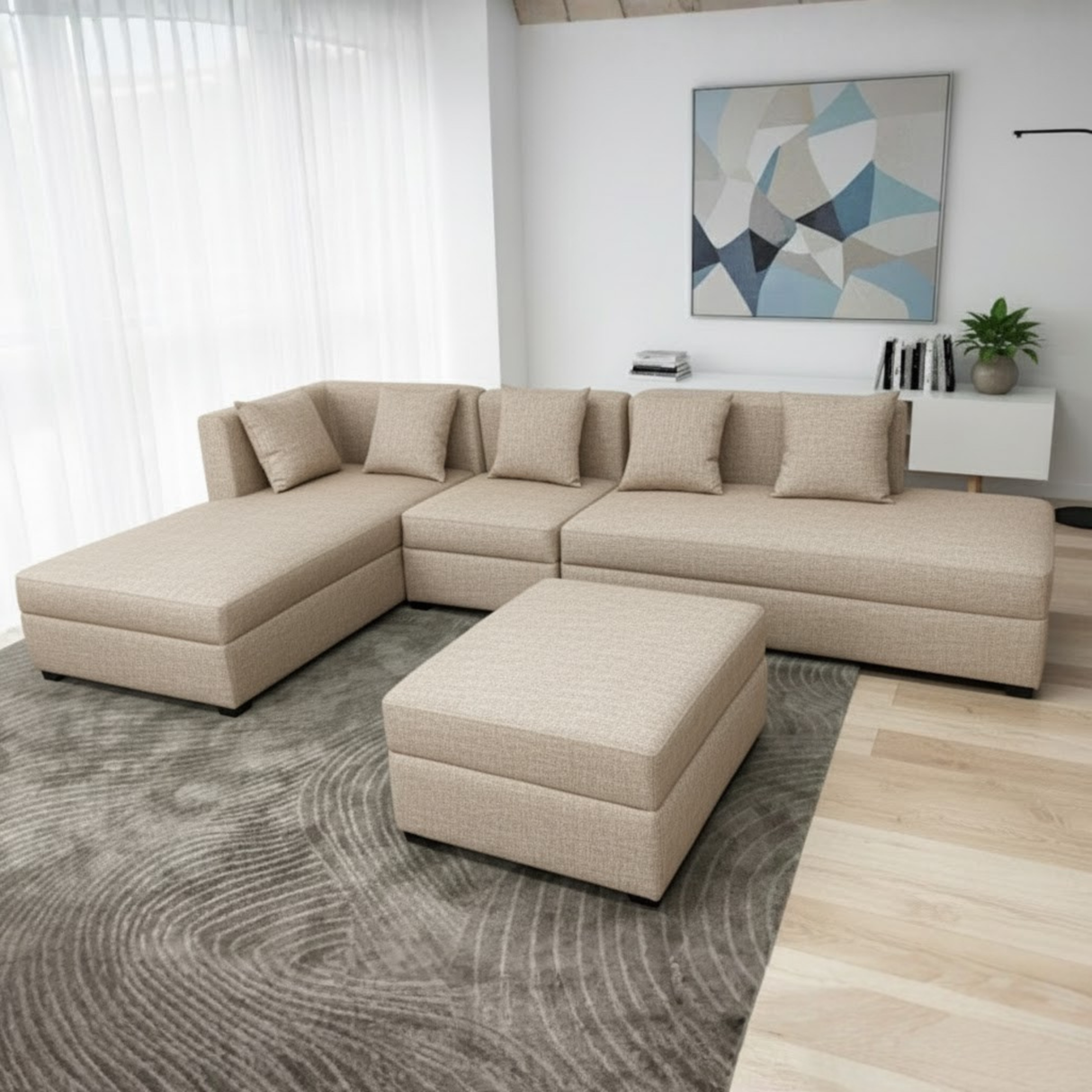 Russel L-shape Fabric Sofa with Ottoman Luxe Life PH