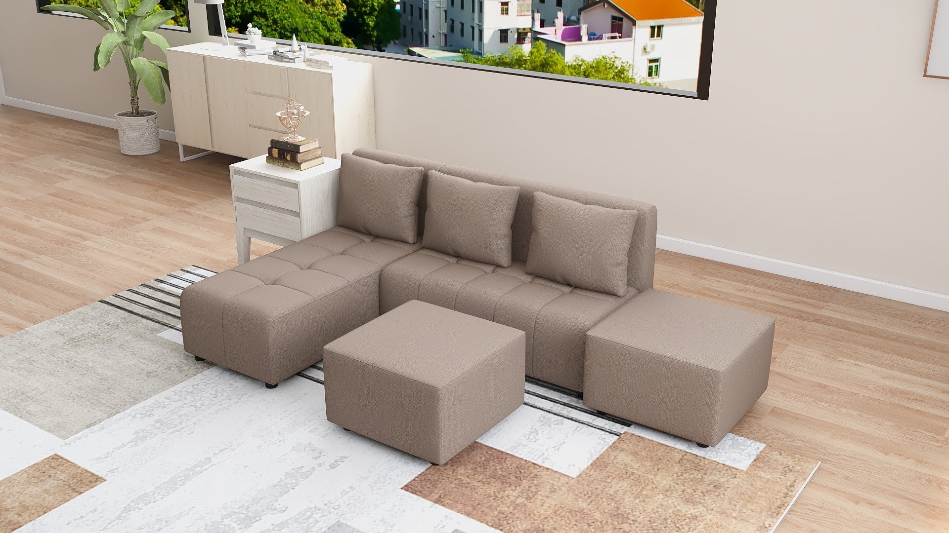 RHEA L-Shape Fabric Sofa AF Home