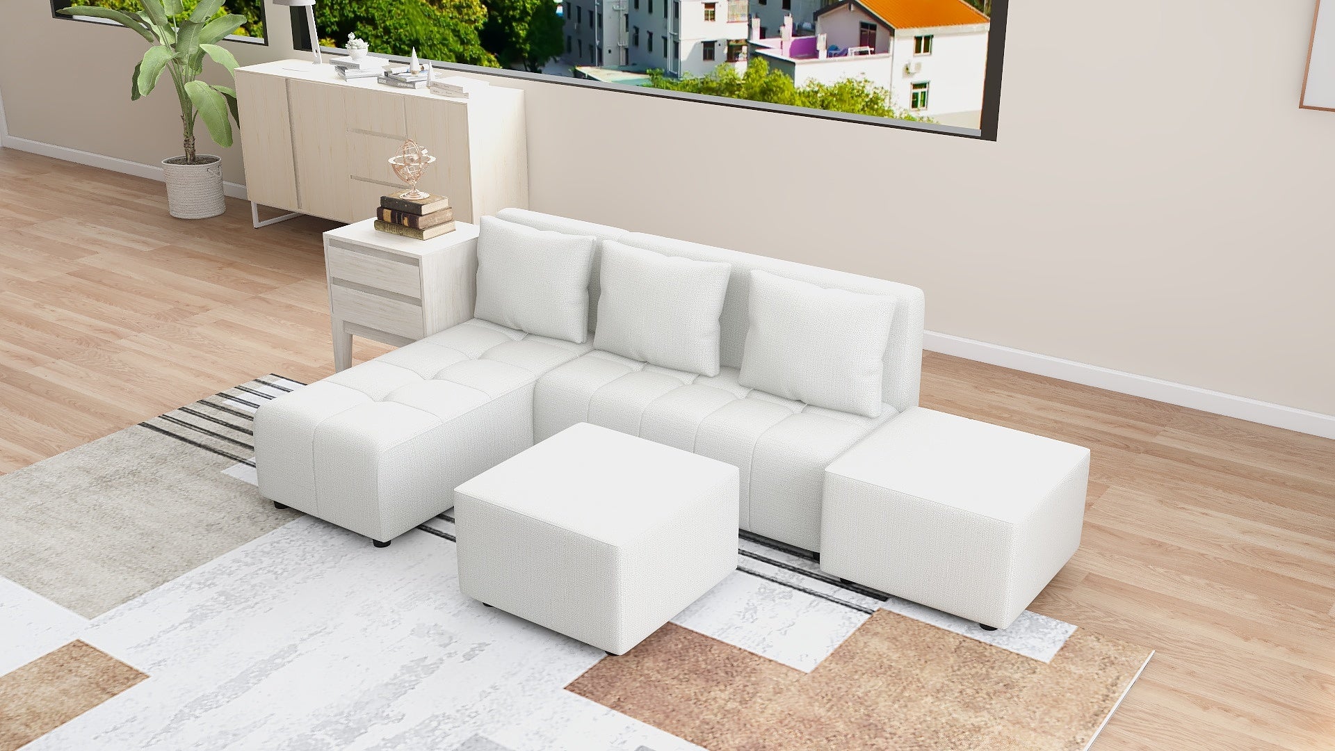 RHEA L-Shape Fabric Sofa AF Home
