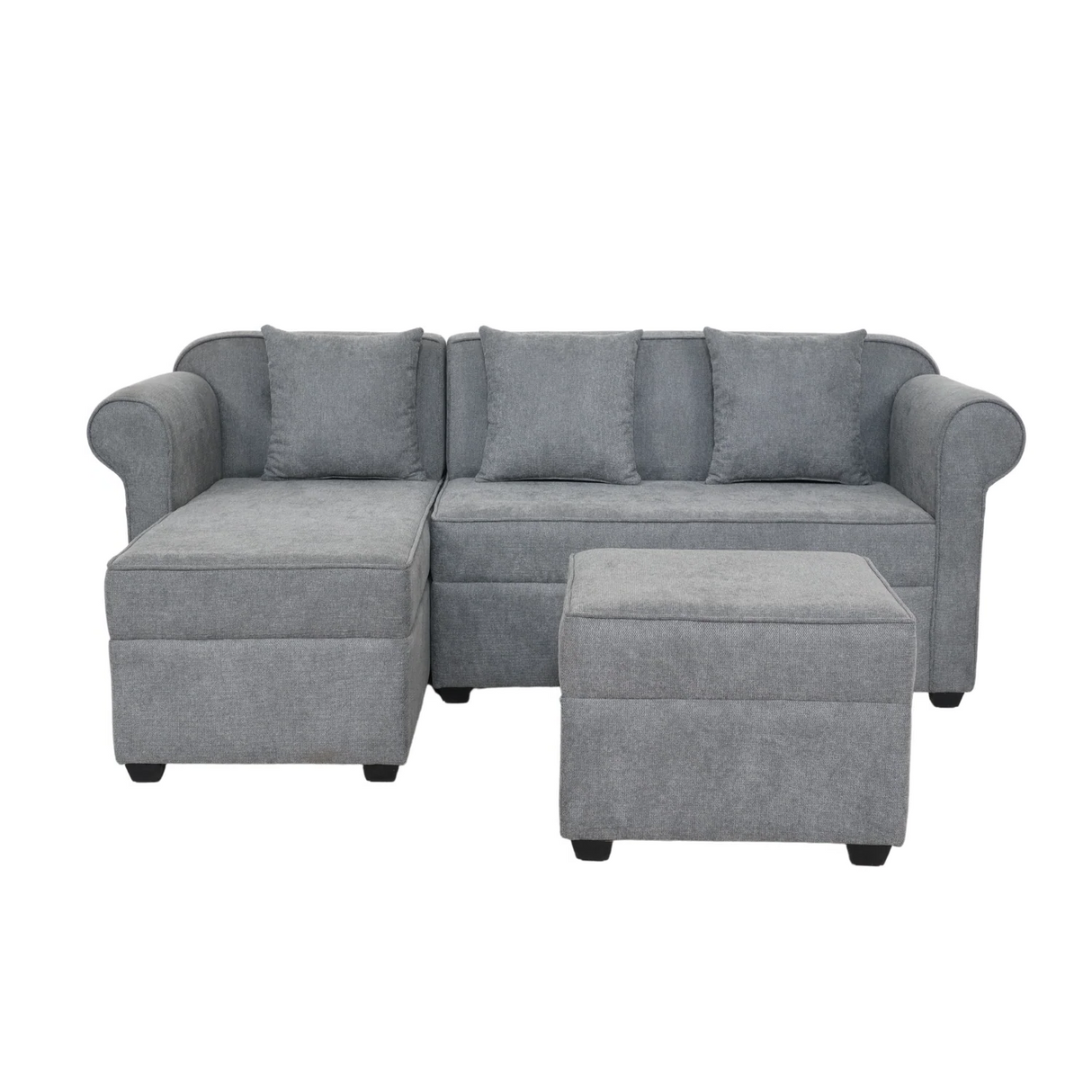 ROME L-SHAPE Fabric Sofa with Ottoman Affordahome
