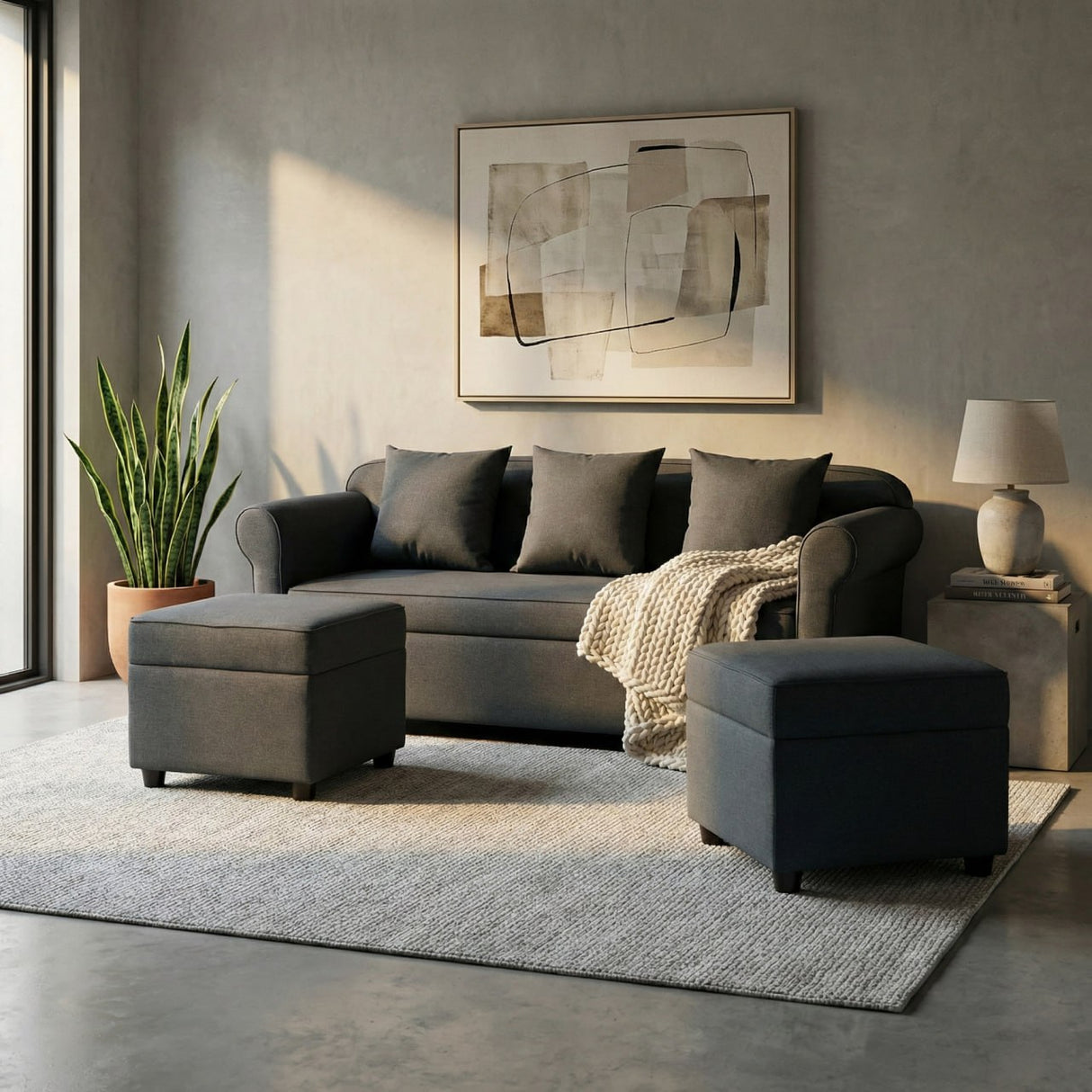 Rome Reversible Fabric Sofa Furnigo