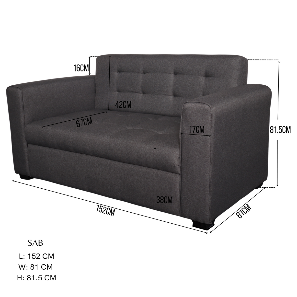 SAB 2-Seater Fabric Sofa Affordahome