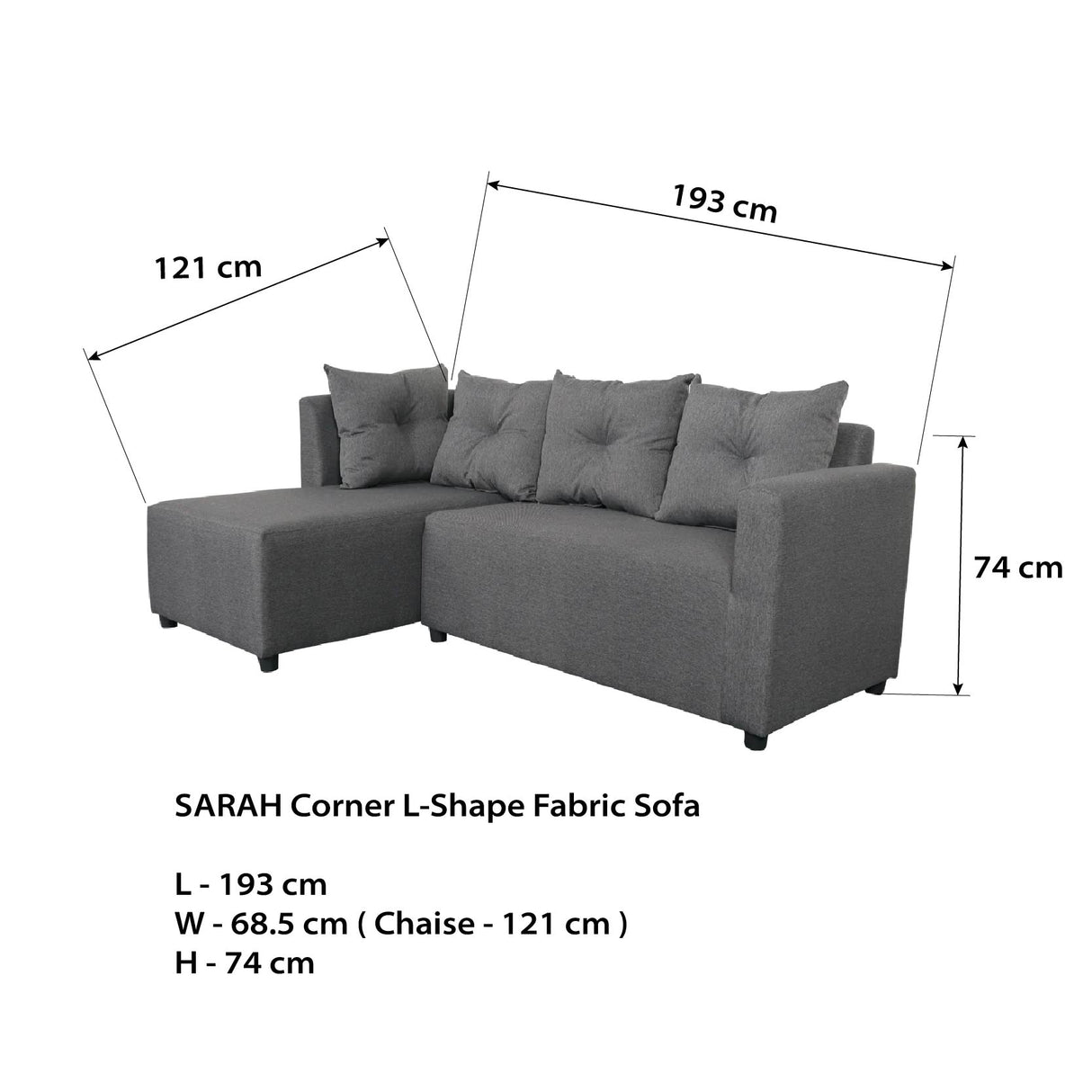 SARAH Corner L-Shape Fabric Sofa Affordahome
