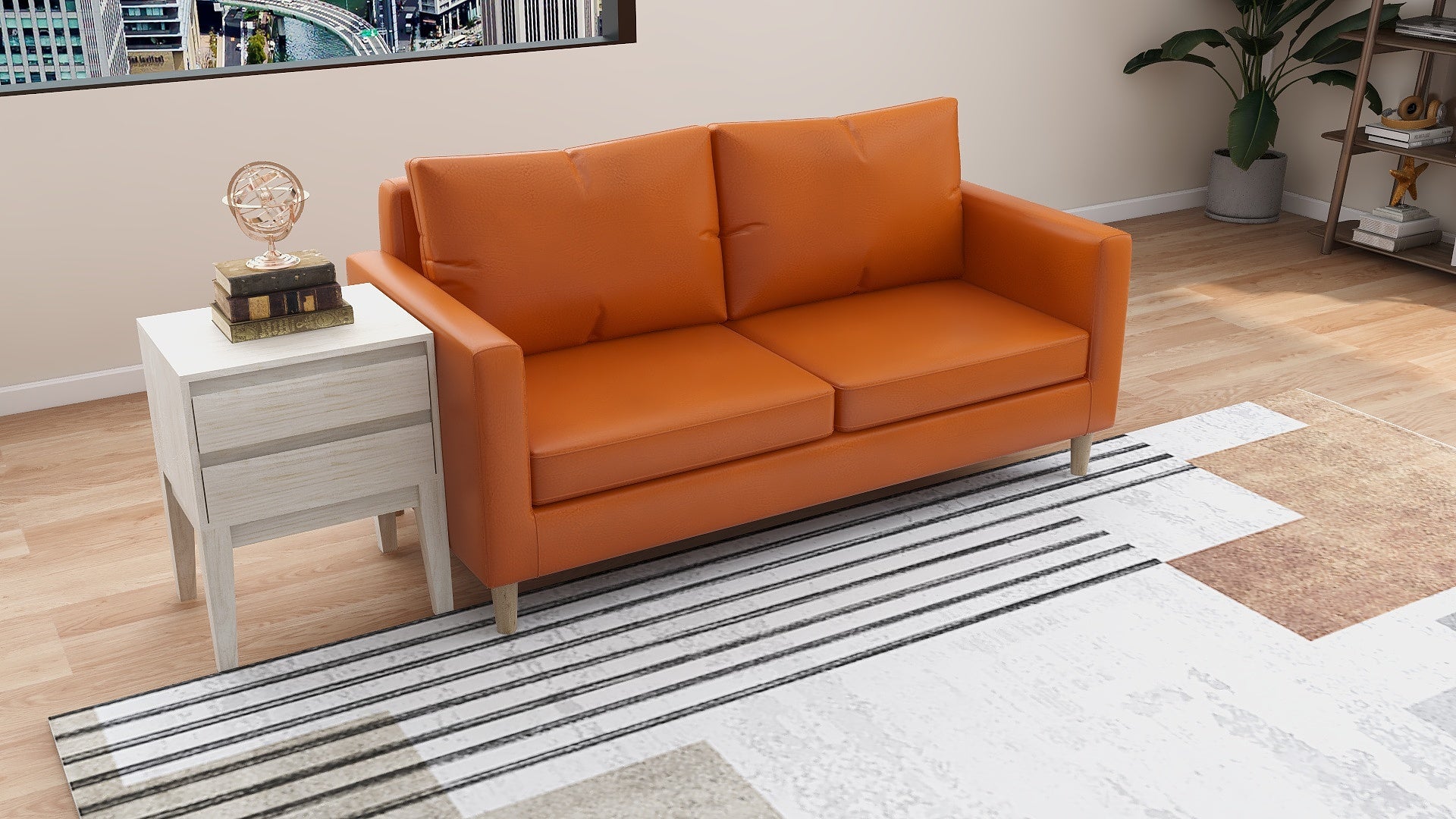 SANDER 3-Seater Leather Sofa AF Home
