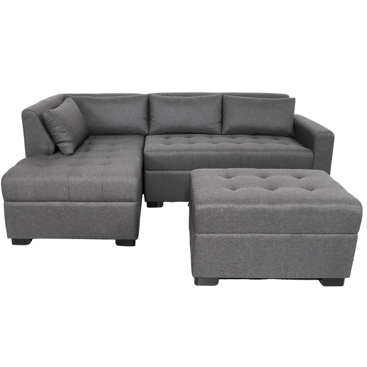 SOLANA L- Shape Fabric Sofa with Ottoman Furnigo