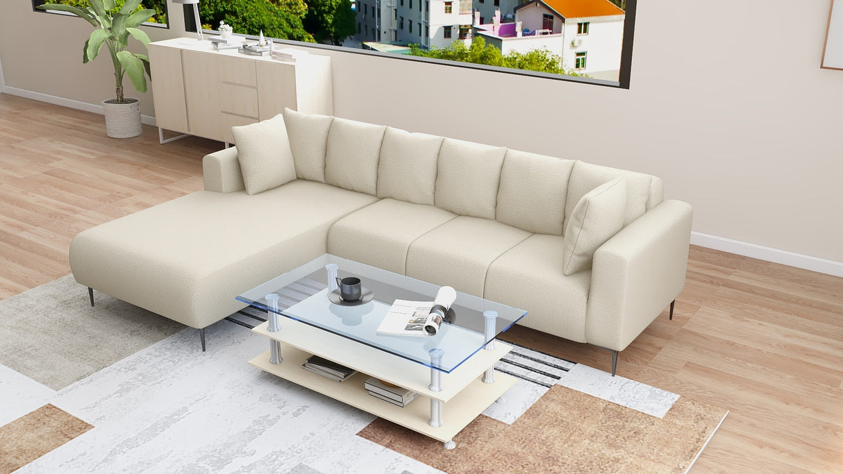 VALENTINO L-Shape Fabric Sofa Affordahome