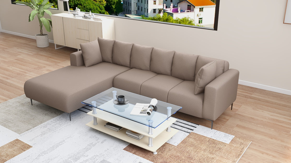 VALENTINO L-Shape Fabric Sofa Affordahome