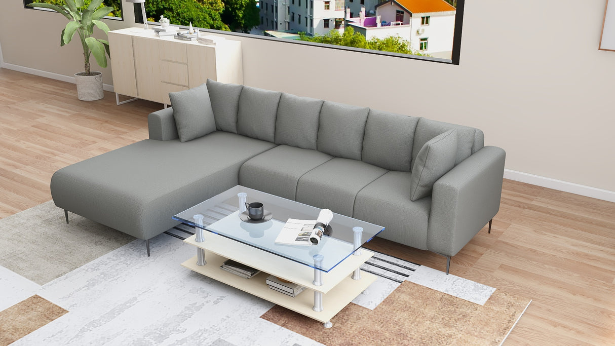 VALENTINO L-Shape Fabric Sofa Affordahome