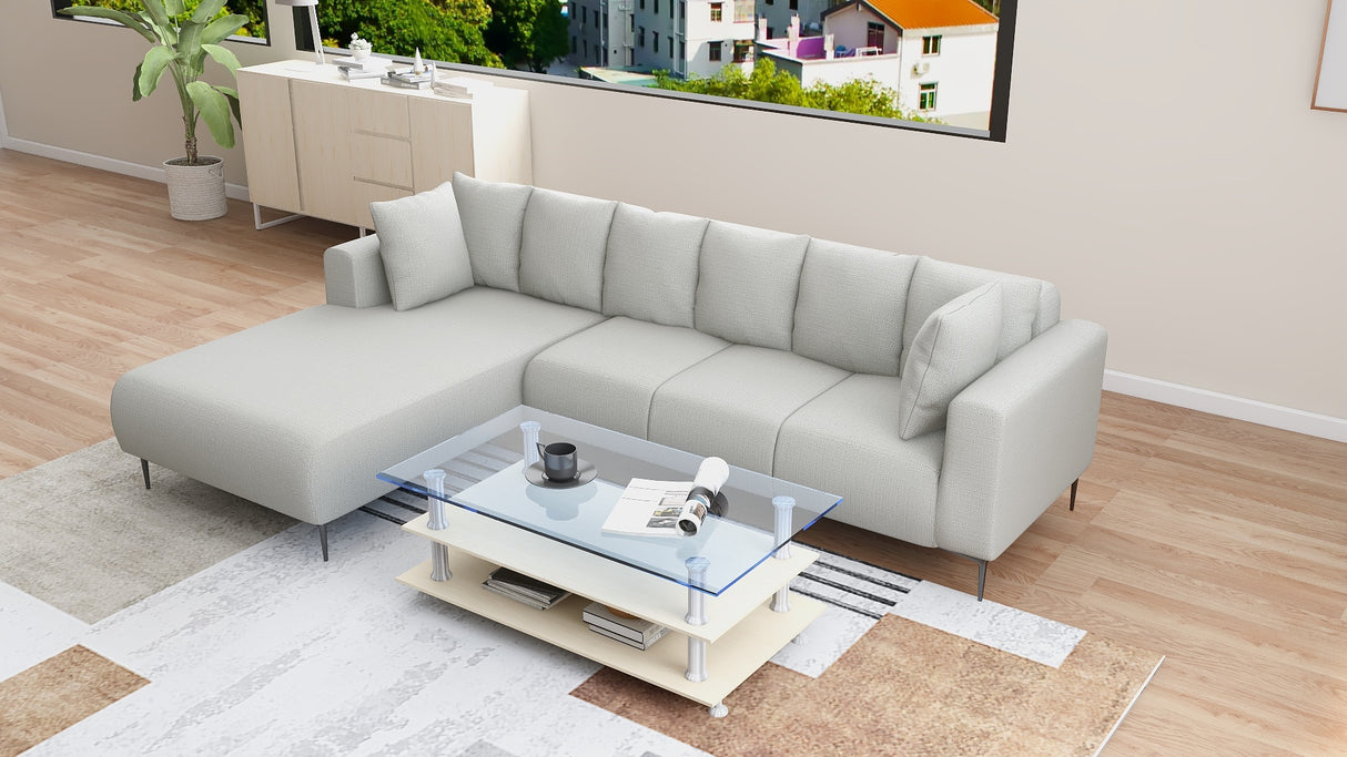 VALENTINO L-Shape Fabric Sofa Affordahome