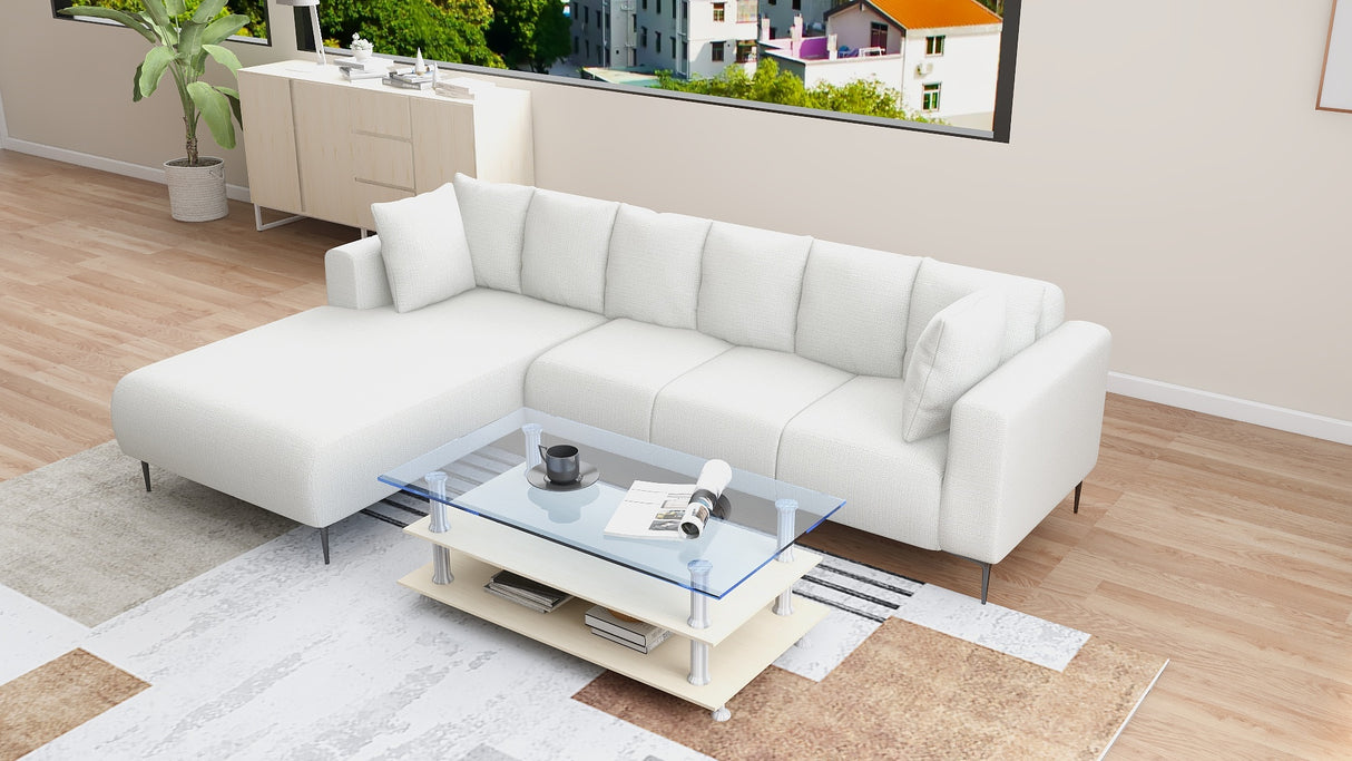 VALENTINO L-Shape Fabric Sofa Affordahome