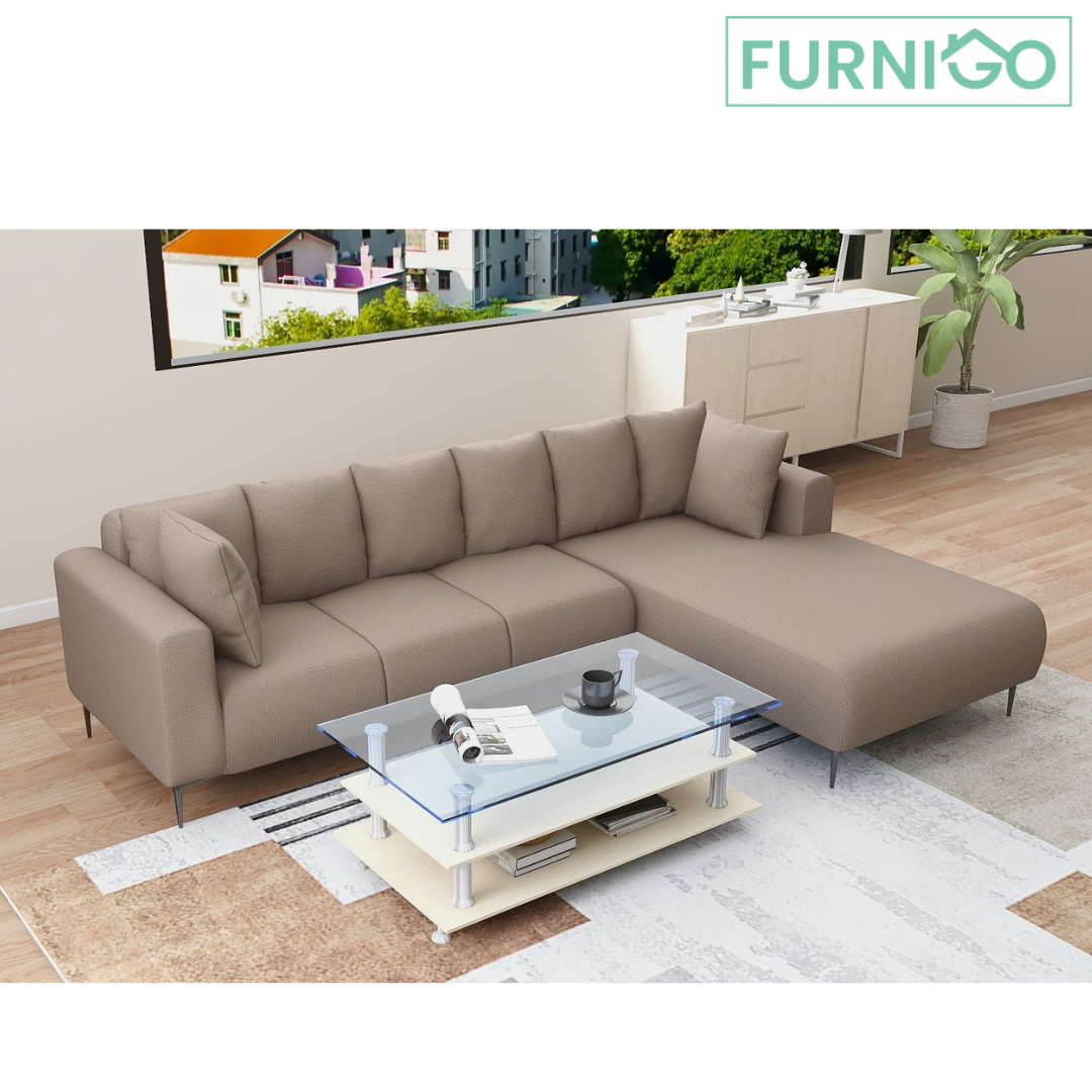 VALENTINO L-Shape Fabric Sofa Affordahome