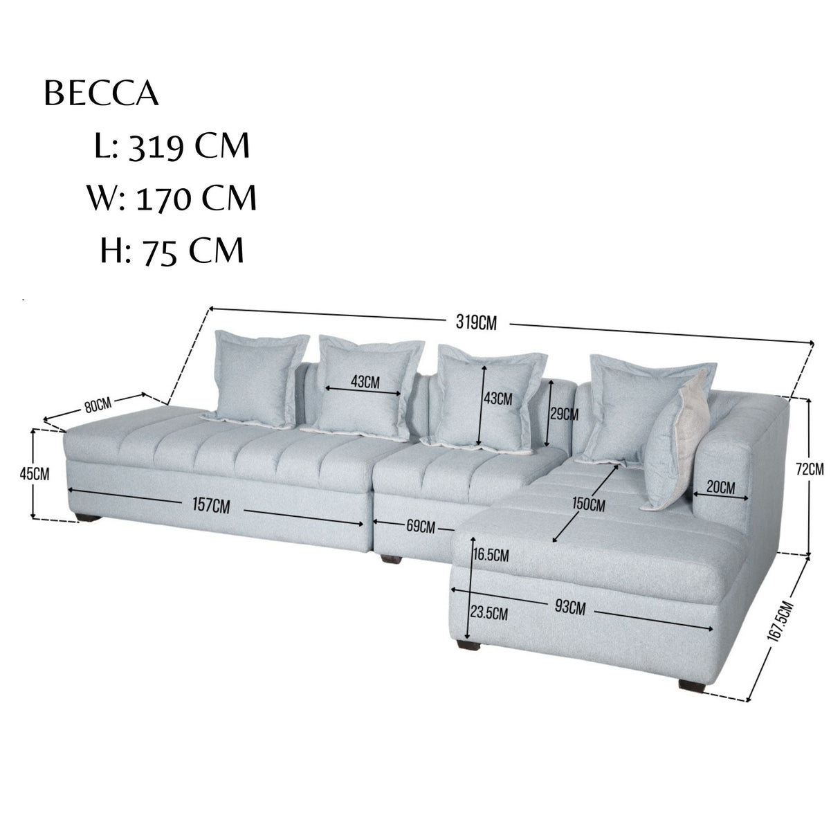 Becca L-Shape Fabric Sofa Set Furnigo