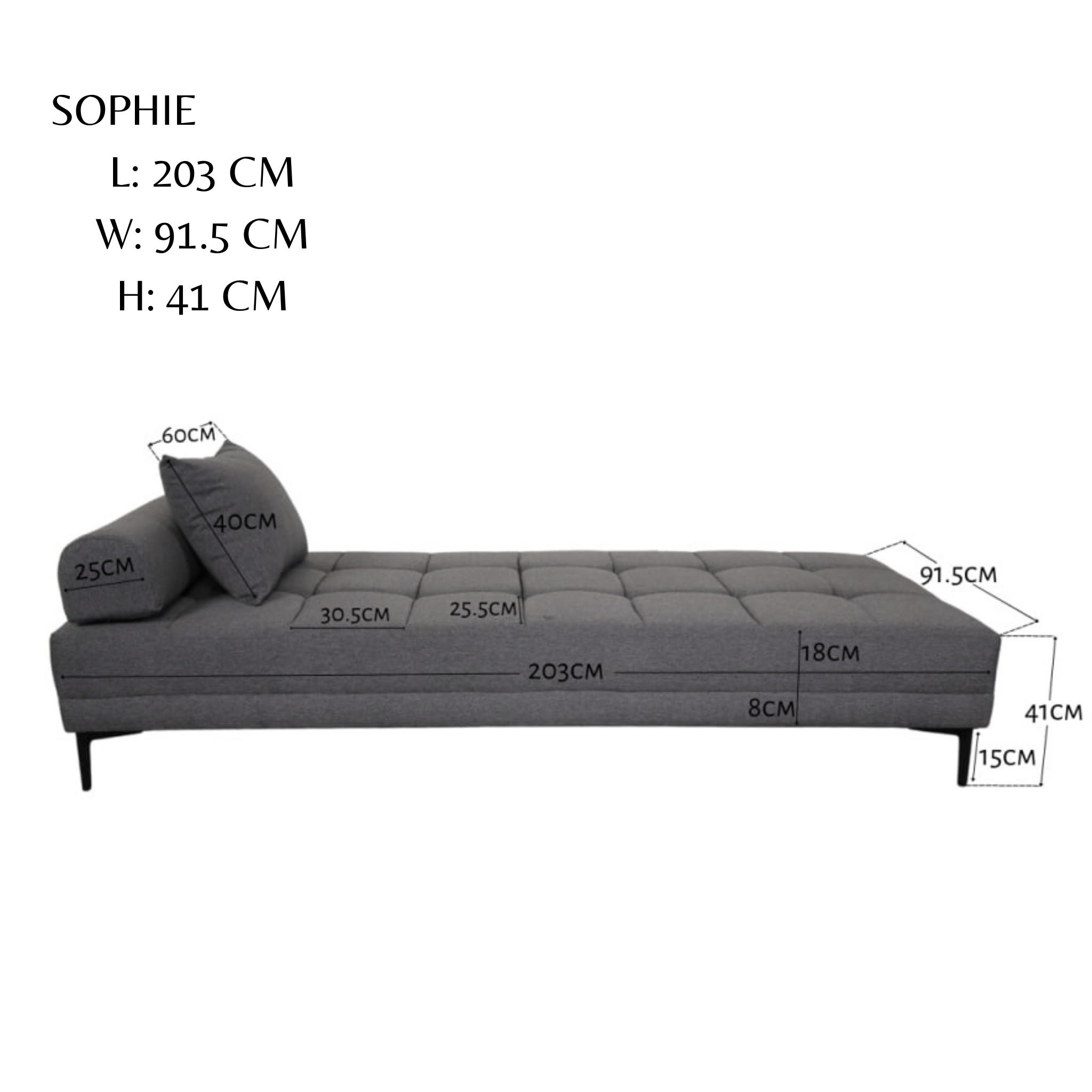 SOPHIE Chaise Fabric Sofa AF Home