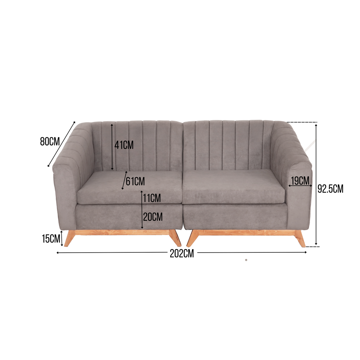 HAZEL 3-Seater Fabric Sofa Affordahome