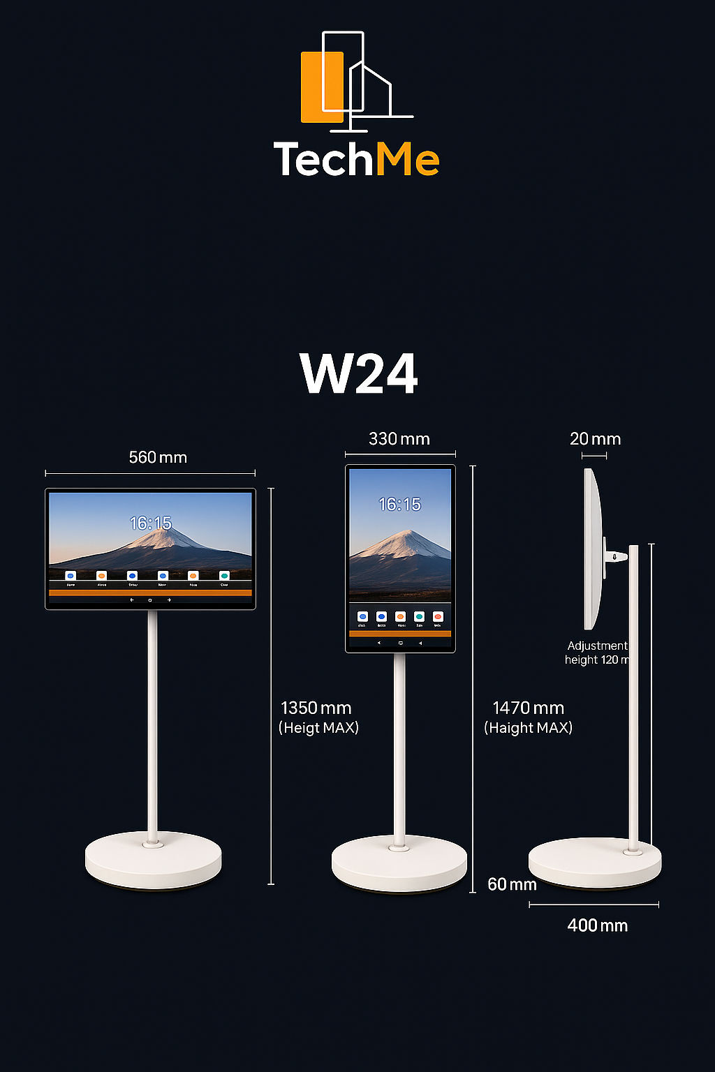 24"TechMe-Smart Portable TV Tablet-W01-24 TechMe