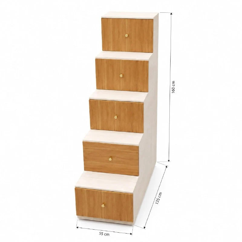 Cleo Loft Bed with Storage Cabinet and Storage Drawer Staircase