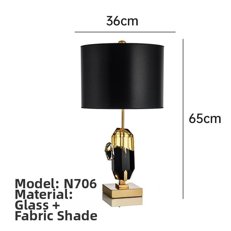 Milano Glow - Arixel - N701 Glaze - Post-Modern Nordic Fabric and Crystal Glass Table Lamp with Light Luxury Designer Style, Soft Ambient Lighting for Elegant and Cozy Spaces - Living Room / Bedroom / Bedside / Study Milano