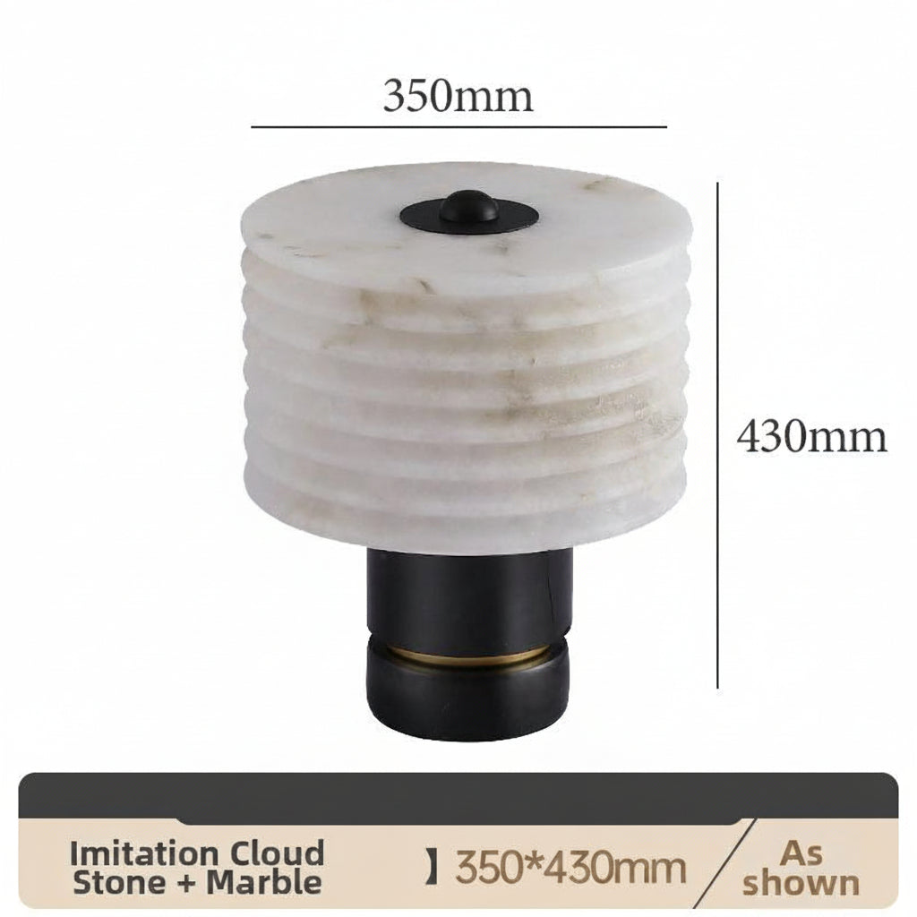 Milano Glow - Aelix - N125 Combination - Modern Natural Marble and Glass Table Lamp with Minimalist Designer Style, Soft Ambient Lighting for Elegant and Functional Spaces - Living Room / Bedroom / Bedside / Hotel / Project / Office Milano