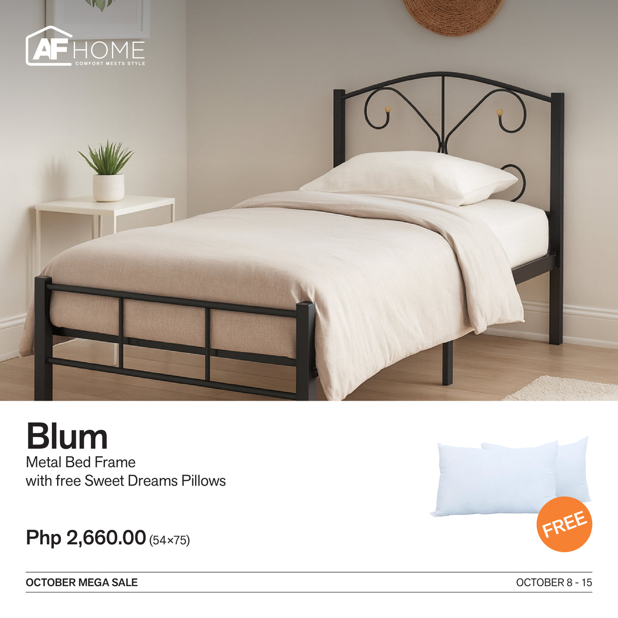 10.10 Mega Sale | Blum Metal Bed Frame with Surprise Gift AF Home