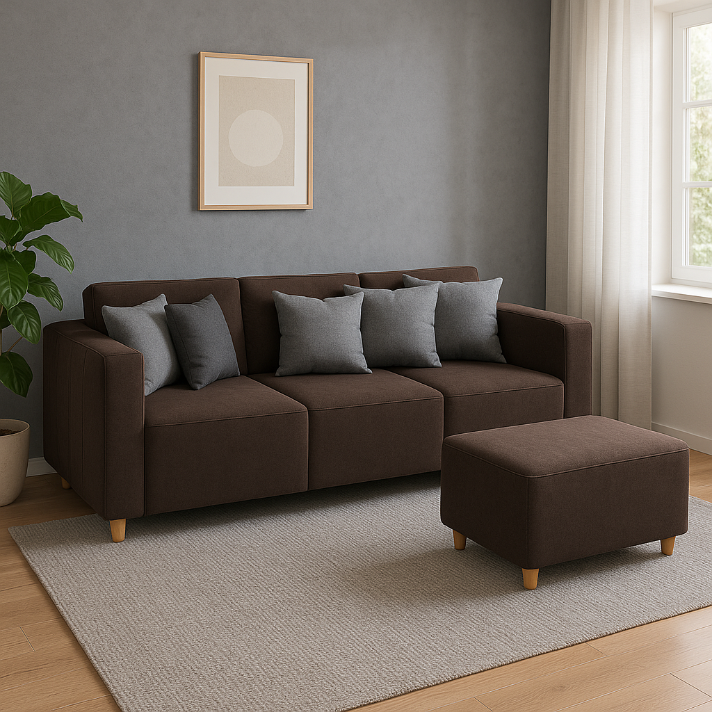 CHANDLER 3-Seater Sofa with Ottoman Furnigo