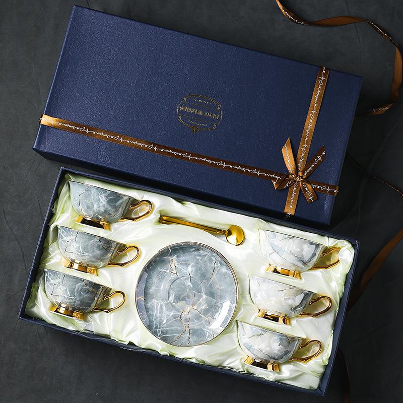 CUPURA Lino - European Coffee Cup & Saucer Set - Light Luxury Afternoon Tea Gift with Box CUPURA