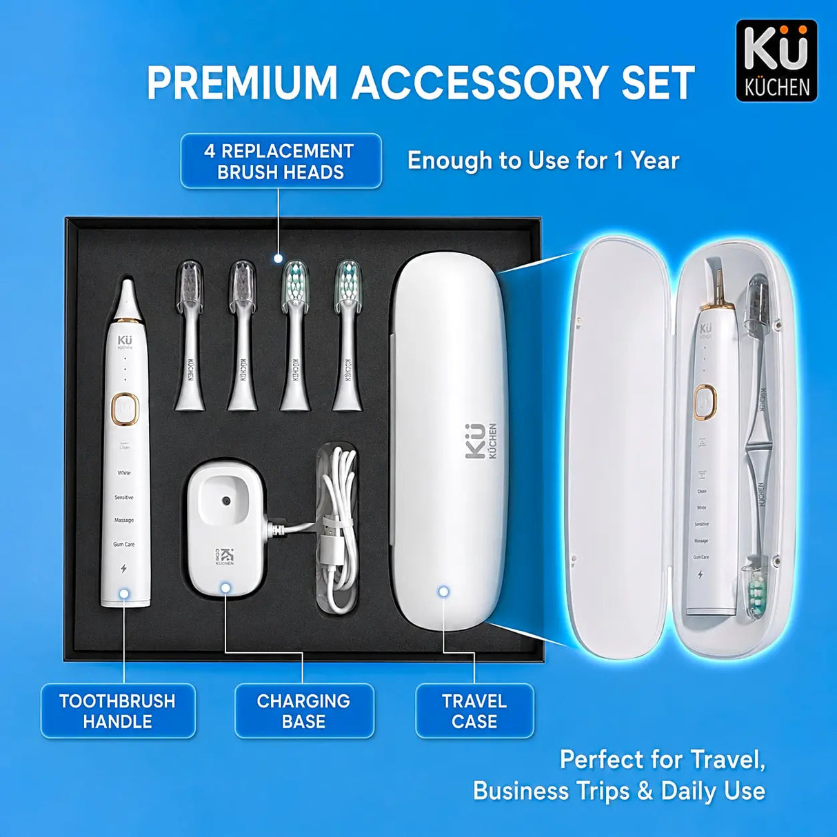 ULTRASONIC TOOTHBRUSH KU9500 – BLUE & WHITE