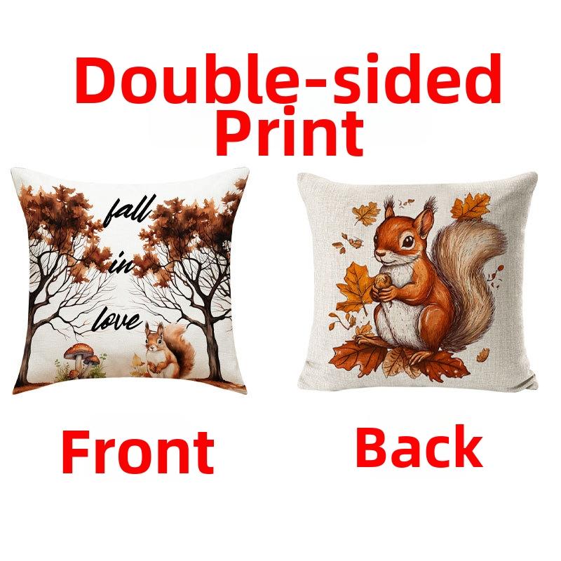 Looma Lex - Autumn Pumpkin Double-Sided Throw Pillow Cover – Farmhouse Fall Decorative Cushion - Sofa, Bed & Home Décor Looma