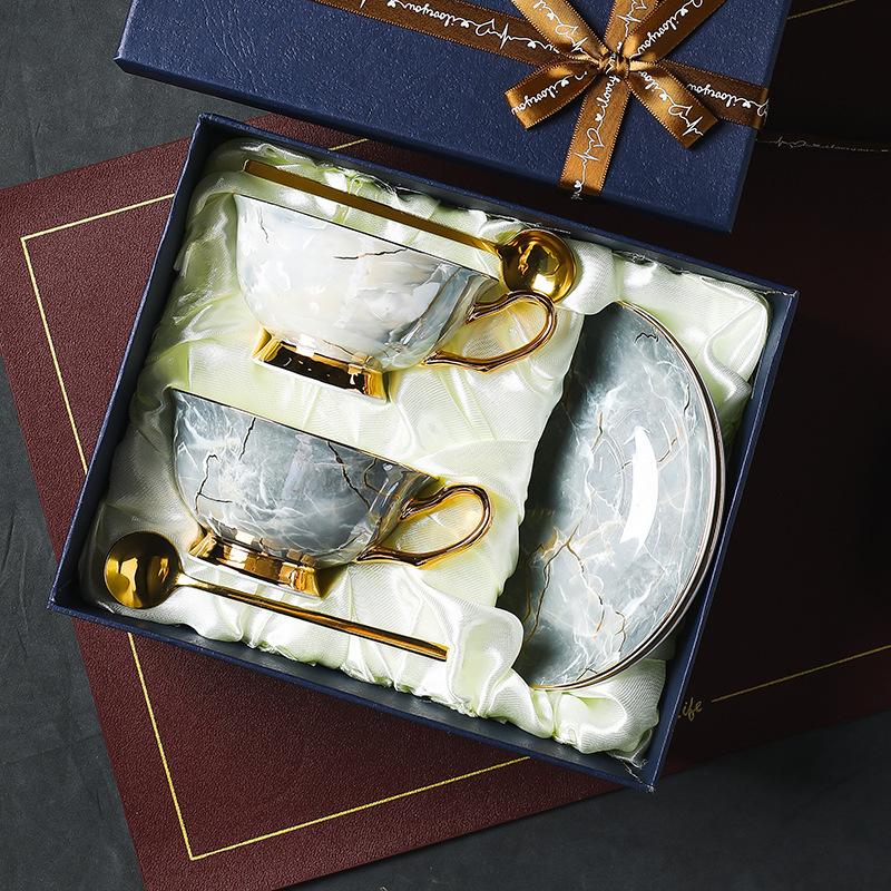 CUPURA Lino - European Coffee Cup & Saucer Set - Light Luxury Afternoon Tea Gift with Box CUPURA