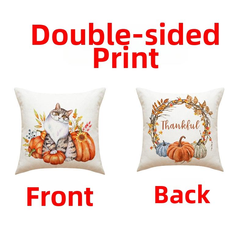 Looma Lex - Autumn Pumpkin Double-Sided Throw Pillow Cover – Farmhouse Fall Decorative Cushion - Sofa, Bed & Home Décor Looma